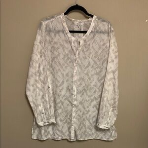 ZOZO Button Up Women’s Abstract Cotton/Silk Blend XL Blouse Arty Lagenlook